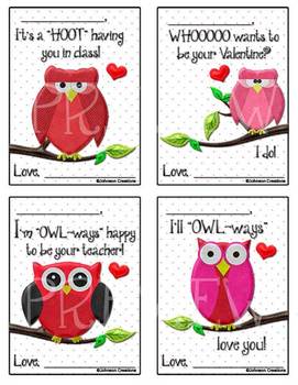 Owl Valentines by Johnson Creations | TPT