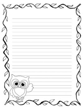 owl writing paper black and white 3 styles by pink posy paperie