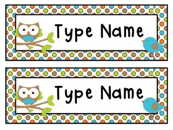 owl name labels editable name tags and locker tub labels