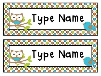 owl name labels editable name tags and locker tub labels tpt