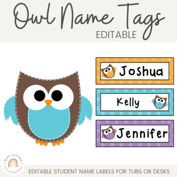 Owl Student Name Labels Editable Locker Tub Labels Tpt