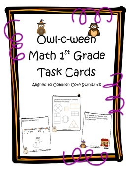 Preview of Owl-o-ween 1st Grade Math Task Cards