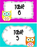 Owl theme Table Numbers 1-6