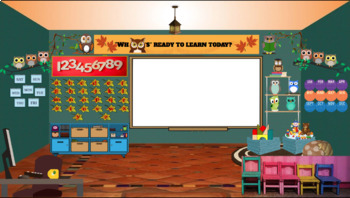 Preview of Owl themed Virtual Classroom Background for Kindergarten or Pre-school