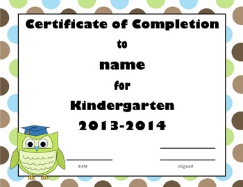 Preview of Owl themed graduation certificate