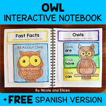 Preview of Owl Interactive Notebook Activities + FREE Spanish