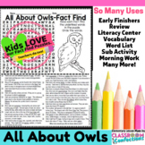 Owls: All About Owls Reading and Word Search Activity : Ea