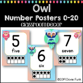 Owls Classroom Theme Decor Number Posters 0-20