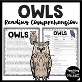 Owls Informational Text Reading Comprehension Worksheet No
