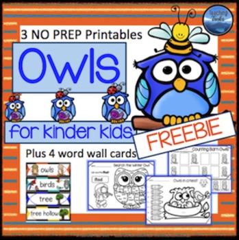 Preview of Owls Literacy and Math Activities Free