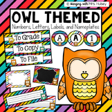 Editable Owls & Stripes (labels, numbers, letters, and nam