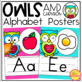 Alphabet Posters and Bunting in an Owls and Chevron Decor Theme