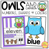 Numbers, Colors and Shapes Posters in Owls and Chevron