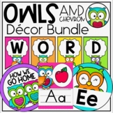 Owls & Chevron Classroom Theme Decor Bundle - Jobs, Labels