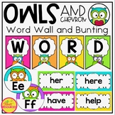 Word Wall Display in Owls and Chevron Theme with Editable Cards