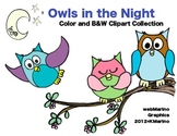 Owls in the Night Clipart Collection