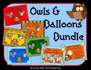 Preview of Owls 'n' Balloons Classroom Decor Bundle