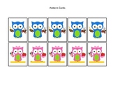 Owls themed Pattern Cards #1 preschool printable activity.