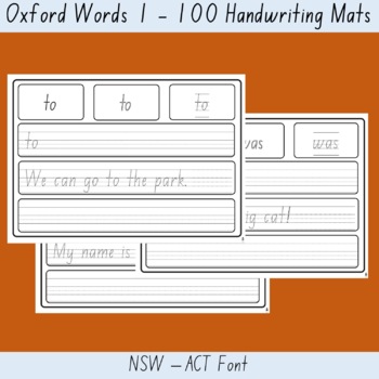 Preview of Oxford Word List 1 - 100  Read Trace Write Word Mat List - NSW ACT Font