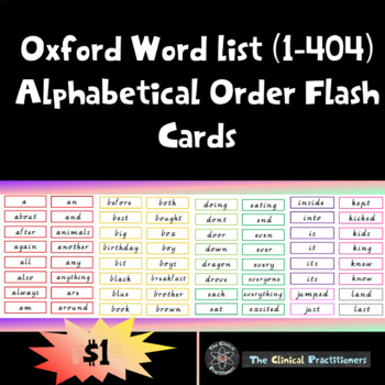 Oxford Word / Sight Word Flash Cards List ALL 1 - 500 (B&W) by