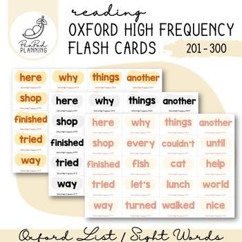 Oxford Word / Sight Word Flash Cards List 201 - 300 (Neutral