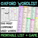 Oxford Wordlist | 500 Words Alphabetised