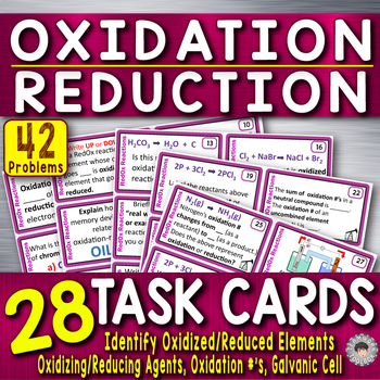 Preview of Oxidation-Reduction~ 28 Chemistry Task Cards~RedOx Reactions~