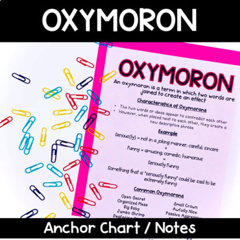 Preview of Oxymoron | Anchor Chart | Notes | One Pager | Distance Learning