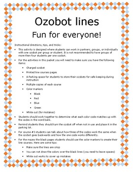 Preview of Ozobot Activity with Lines and Color Coding
