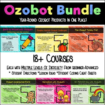Preview of Ozobot Activities, Mazes, and Challenges Bundle Pack