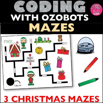 Preview of Ozobot™ Christmas Maze Coding activities Robotics Challenge Holidays December