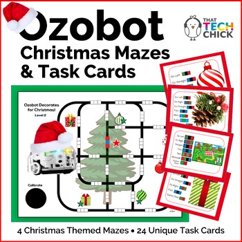 Preview of Ozobot Christmas Mazes and Task Cards