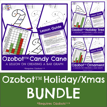 Preview of Ozobot™️ Coding - CHRISTMAS / HOLIDAY BUNDLE of 3 Bar Graph Lessons