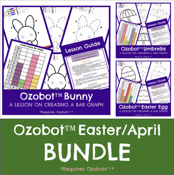 Preview of Ozobot™️ Coding - EASTER / APRIL  BUNDLE of 3 Bar Graph Lessons