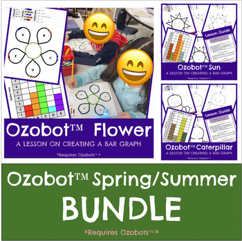 Preview of Ozobot™️ Coding - SPRING / SUMMER BUNDLE of 3 Bar Graph Lessons