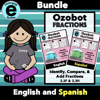 Preview of Ozobot Fractions -English and Spanish Bundle (3.3F & 3.3H)