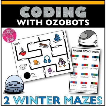 Preview of Ozobot Maze Activity Winter Hour of Code Robotics Computer Science Stations