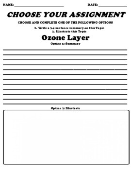 Preview of Ozone Layer UDL Choice Board Worksheet