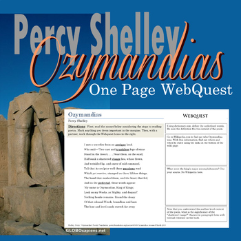 Preview of Ozymandias One Pager Webquest