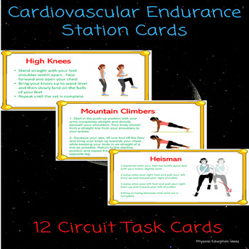 Preview of P.E. 12 Cardio Fitness Circuit Task Cards
