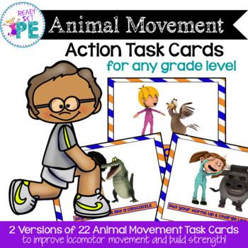 Preview of P.E. Animal Movement Instant Action Locomotor Task Cards