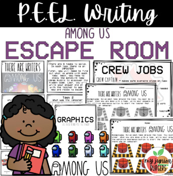 Preview of P.E.EL. Writing | Escape Room | Among Us Themed