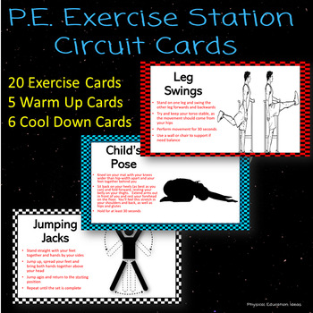 Preview of P.E. Exercise Activity Cards (Circuit)