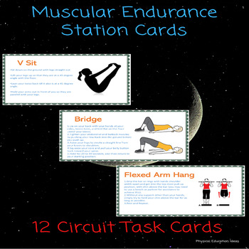 Preview of P.E. Muscular Endurance Fitness Circuit Task Cards