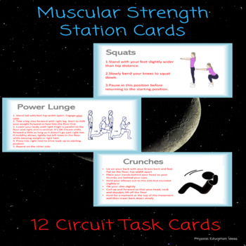 Preview of P.E. Muscular Strength Fitness Circuit Task Cards
