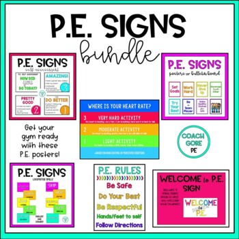 Preview of P.E. Signs Bundle | PE Posters for your Gym | Health and PE