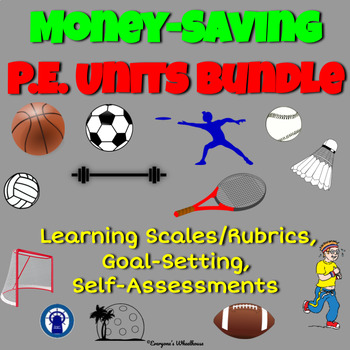 Preview of P.E. Units Printable Goal-Setting and Self-Assessments Bundle