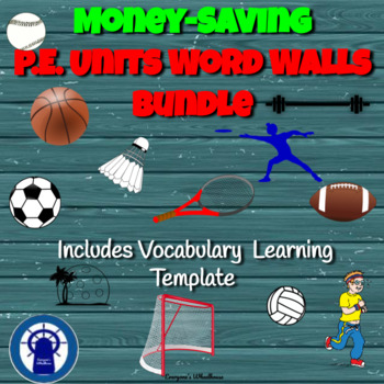 Preview of P.E. Vocabulary Word Walls Printable Bundle