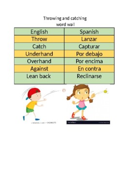 Preview of P.E Word wall bilingual
