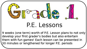 Preview of P.E lesson plans for feisty first graders